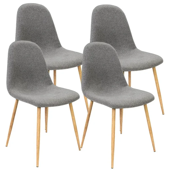 Set de 4 Sillas de comedor diseño retro clásico gris oscuro