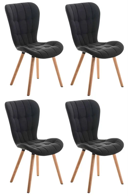 Set de 4 sillas de comedor Elda tapizadas en tela Negro 63X50X88 cm