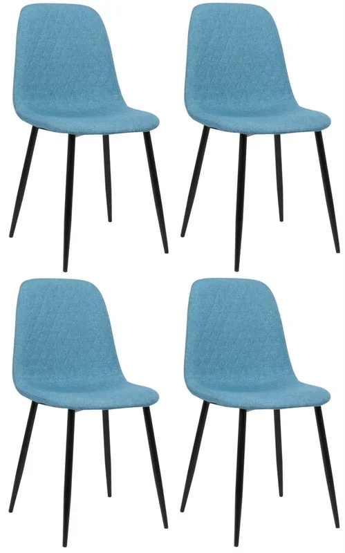 Set de 4 sillas de comedor Giverny en tela o terciopelo Azul 54X44X88 cm