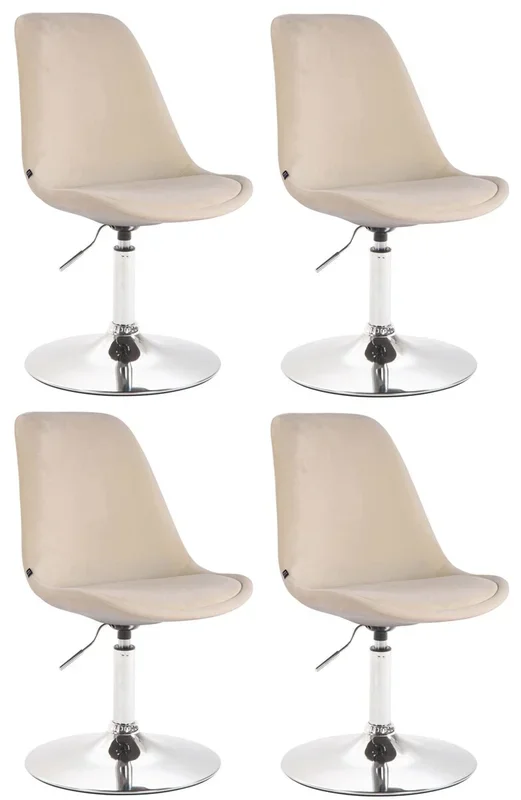 Set de 4 sillas Lounge Maverick en terciopelo Crema 57X48X76 cm