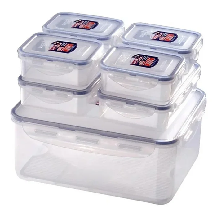 SET DE 7x Recipiente para alimentos LOCK azul/transparente