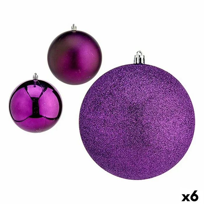 Set de Bolas de Navidad Morado Plástico Ø 12 cm (6 Unidades)