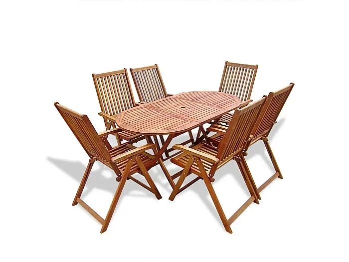 Set de comedor de jardín 7 piezas madera maciza de acacia