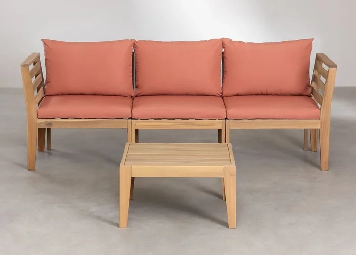 Set de Jardín de 3 Piezas con Reposabrazos y Mesa de Centro Filips Terracota – SKLUM