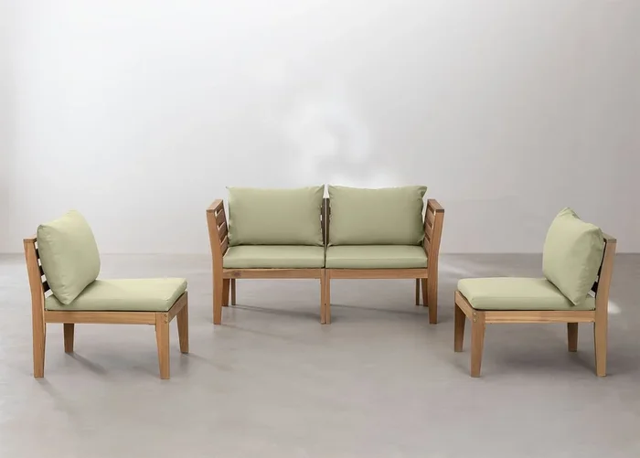 Set de Jardín de 4 Piezas con Reposabrazos Filips Verde Caqui – SKLUM