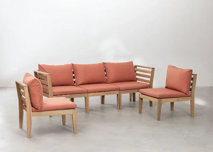 Set de Jardín de 5 Piezas con Reposabrazos Filips Terracota – SKLUM