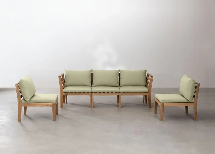 Set de Jardín de 5 Piezas con Reposabrazos Filips Verde Caqui – SKLUM