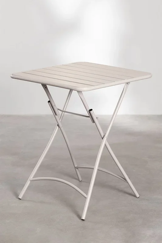 Set de Mesa (60×60 cm) y 2 Sillas Plegables de Jardín Janti Beige Tapioca – SKLUM