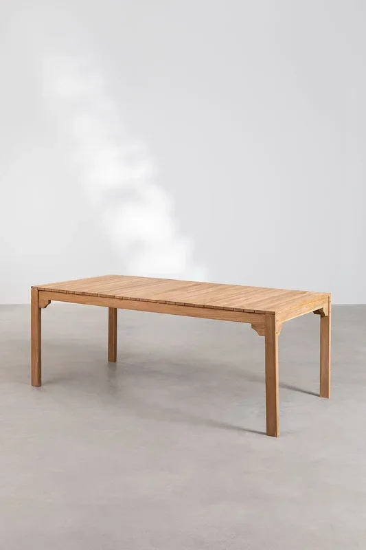 Set de Mesa de Jardín Rectangular (200×100 cm) en Madera Donal y 8 Sillas de Jardín Barker Verde Bambú – SKLUM