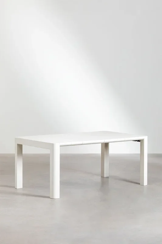 Set de Mesa Rectangular (180×100 cm) Arnadine y 6 Sillas de Comedor Apilables Omara Blanco Gardenia – SKLUM