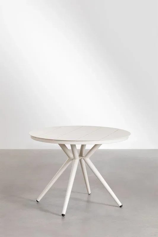 Set de Mesa Redonda en Aluminio (Ø100 cm) Valerie y 4 Sillas de Jardín Aldora Blanco Gardenia – SKLUM