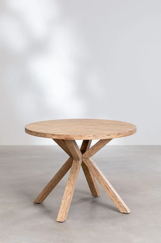 Set de Mesa Redonda en Madera (Ø100 cm) Naele y 4 Sillas de Jardín Barker Verde Bambú – SKLUM