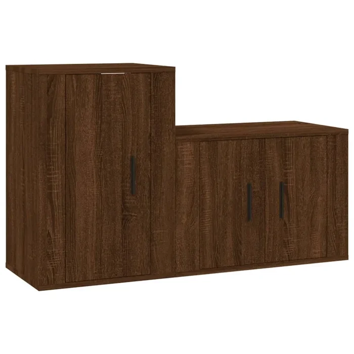 Set de muebles para TV 2 piezas madera contrachapada roble marrón