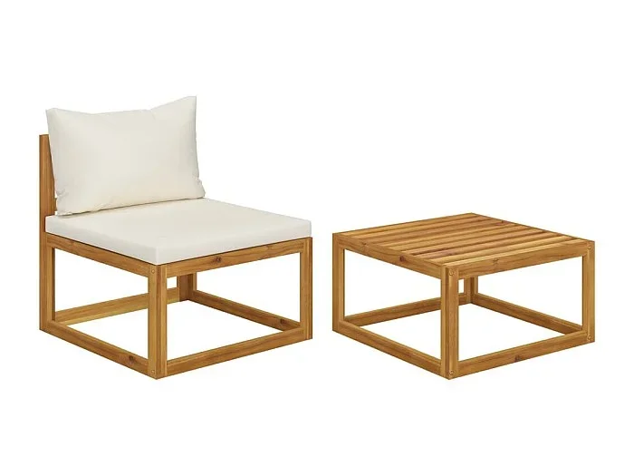 Set de sofá de jardín 2 pzas con cojín madera maciza de acacia ES596765