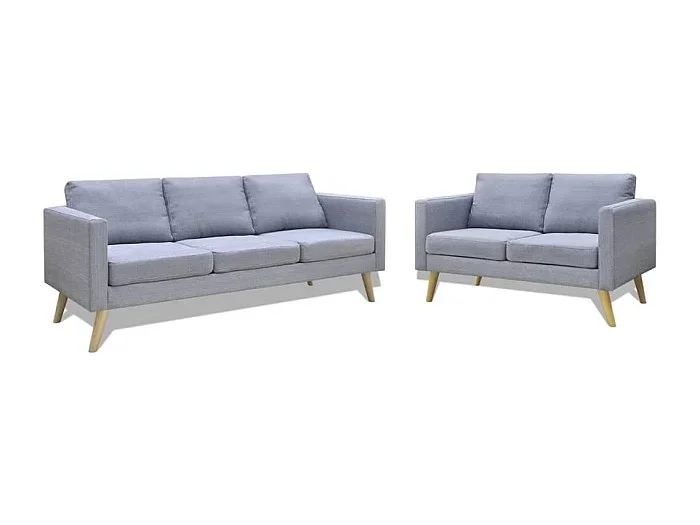 Set de sofás de 2 y 3 plazas de tela gris claro