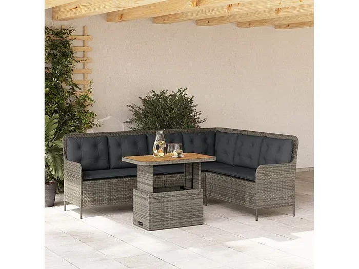 Set de sofás de jardín con cojines 2 piezas ratán sintético gris