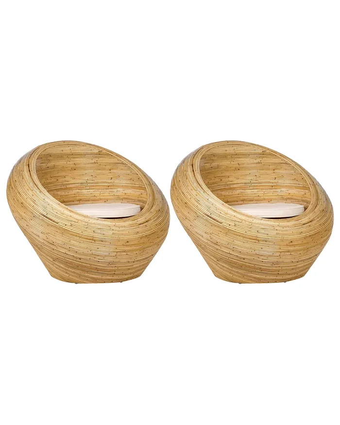 Set of 2 Garden Armchairs MAIORI Rattan Natural