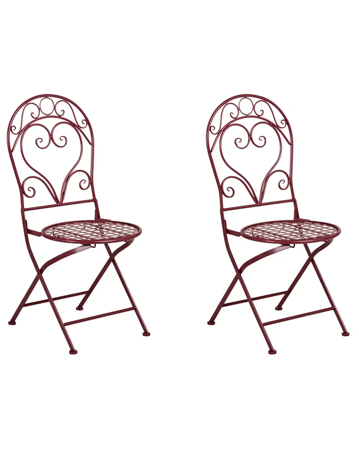 Set of 2 Garden Chairs ALBINIA Metal Burgundy