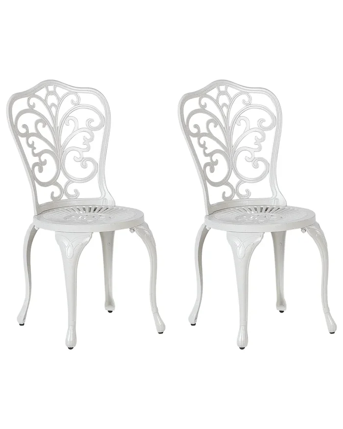 Set of 2 Garden Chairs TRIORA Metal Off-White