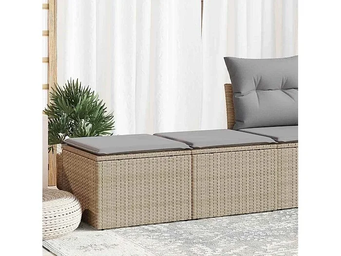 Set sofás jardín y cojines 2 piezas ratán sintético acacia beige