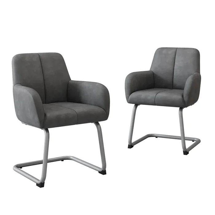 Silla comedor 2 unidades – Sillón moderno, minimalista, con patas de acero curvadas – Gris
