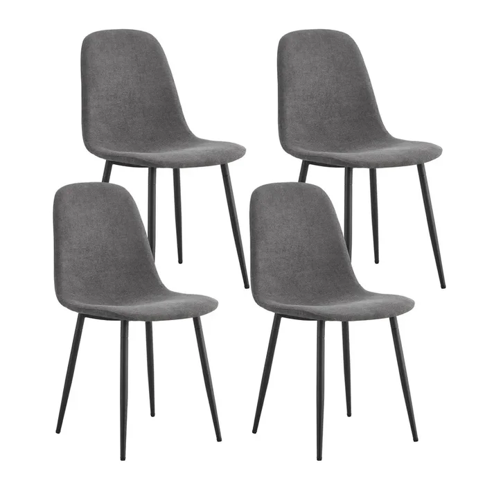 Silla comedor 4er Set – Asiento de imitación de gamuza estilo vintage escandinavo con patas de acero – Gris