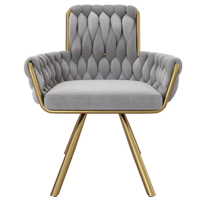 Silla comedor individual – Sillón de lujo, giratorio con base metálica – Gris