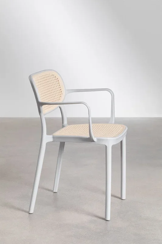 Silla de Comedor Apilable con Reposabrazos Omara Gris Claro – SKLUM