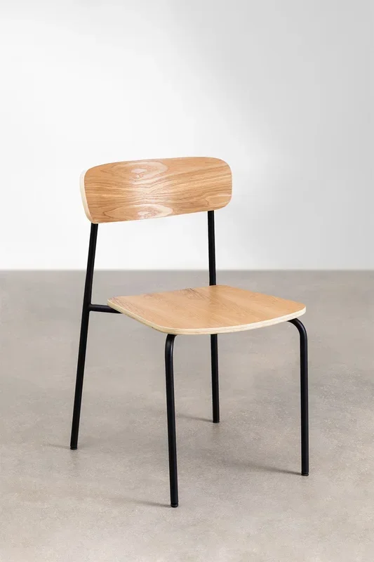 Silla de Comedor Apilable en Madera Wilpier Negro – SKLUM