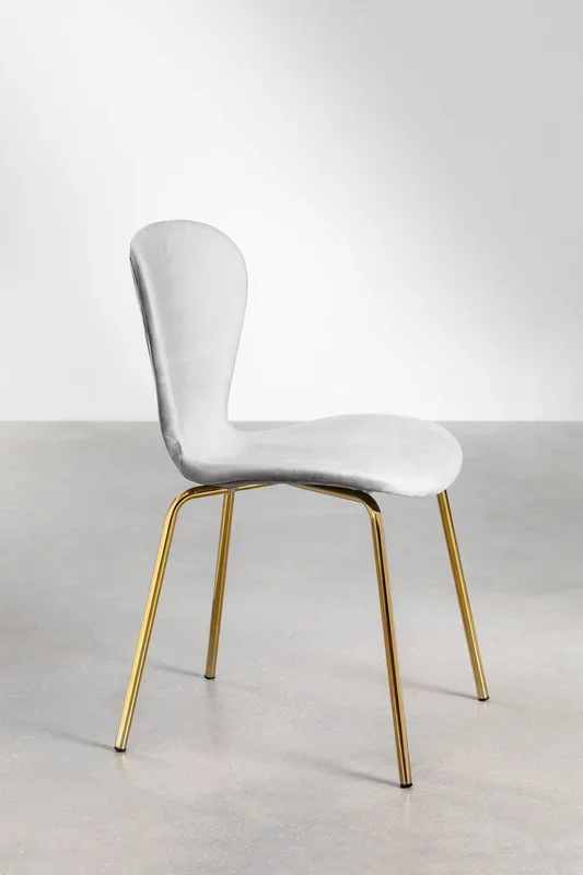 Silla de Comedor Apilable en Terciopelo Uit Gris Claro – SKLUM