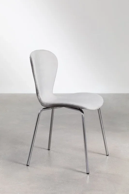 Silla de Comedor Apilable en Terciopelo Uit Gris Claro – SKLUM