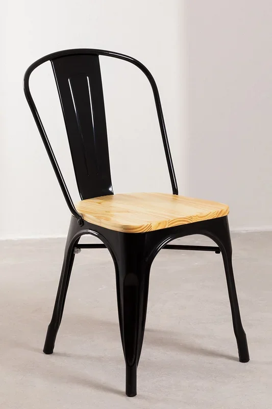 Silla de comedor apilable Lix Madera Negro Madera Natural – SKLUM