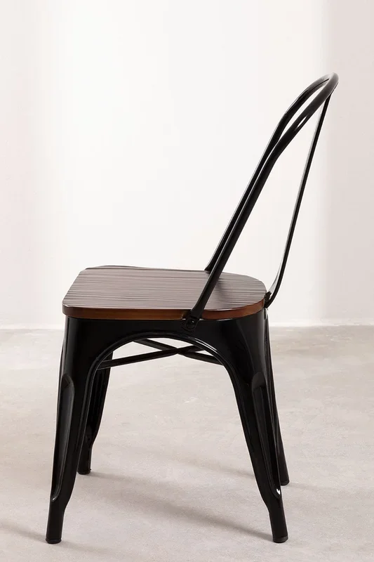 Silla de comedor apilable Lix Madera Negro Madera Oscura – SKLUM