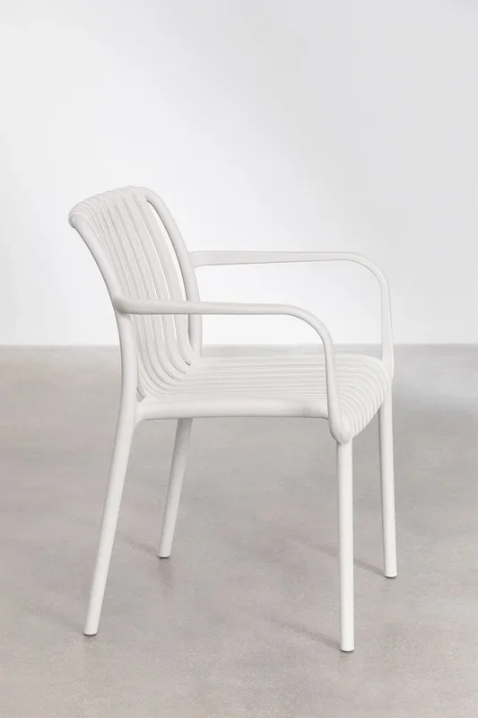 Silla de Comedor con Reposabrazos Wendell Blanco Gardenia – SKLUM