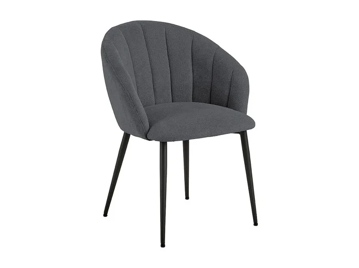 Silla de comedor Daniella con reposabrazos tela gris.