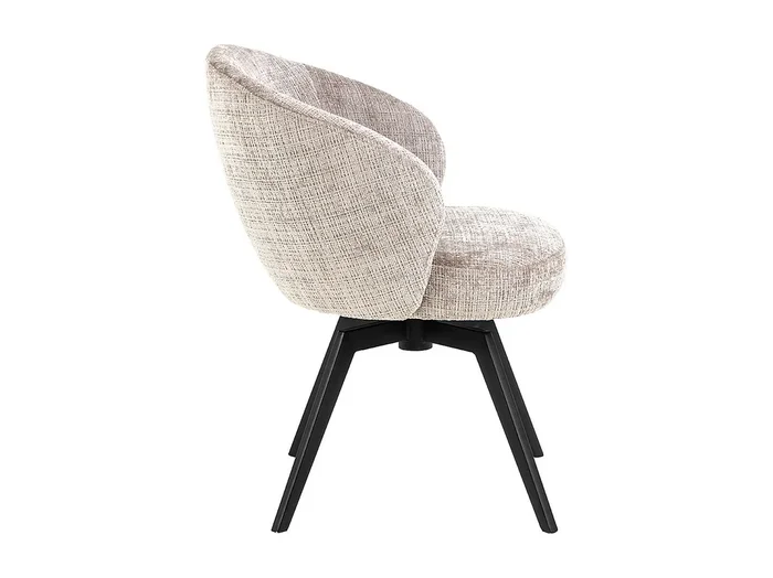 Silla de comedor Darlene con reposabrazos chenilla beige.