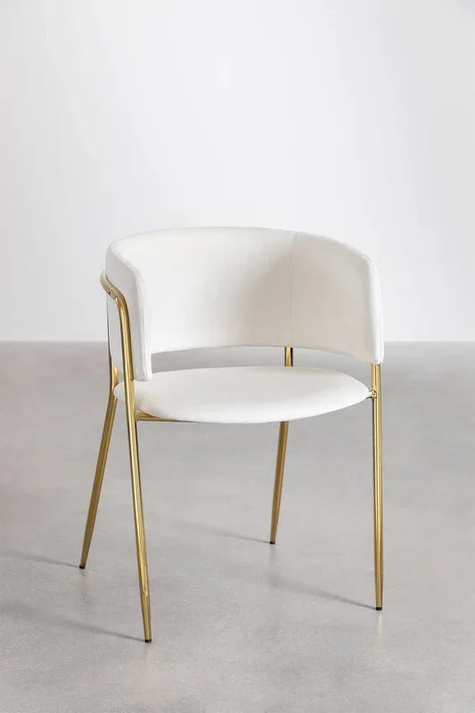 Silla de Comedor en Terciopelo Nalon Beige Crema – SKLUM