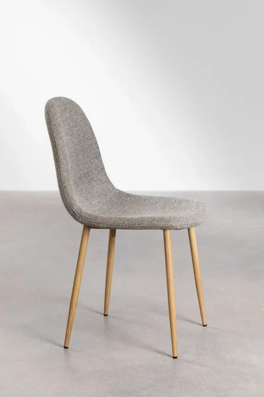 Silla de Comedor Glamm Madera Natural Tela Marrón Arena – SKLUM