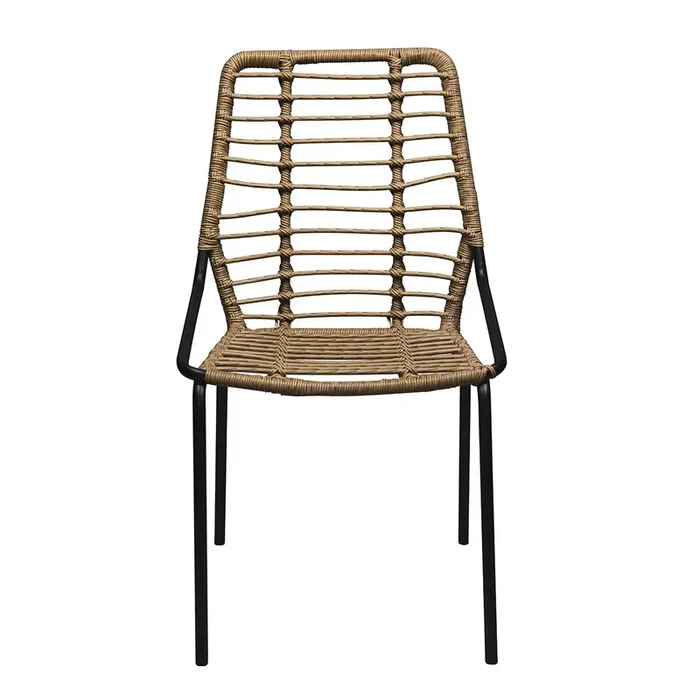 Silla de comedor ratán sintético y acero negro Thunder Vintahome