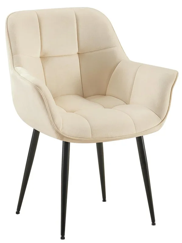 Silla de comedor Roseville en terciopelo Crema 58X65X85 cm