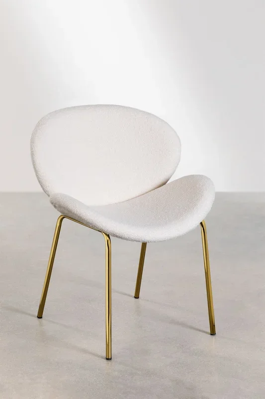 Silla de Comedor Tapizada en Borreguito Fior Blanco – SKLUM