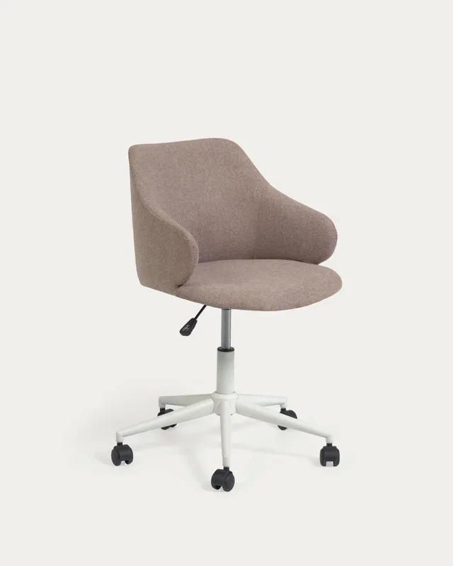 Silla de escritorio Einara rosa y patas de acero blanco mate