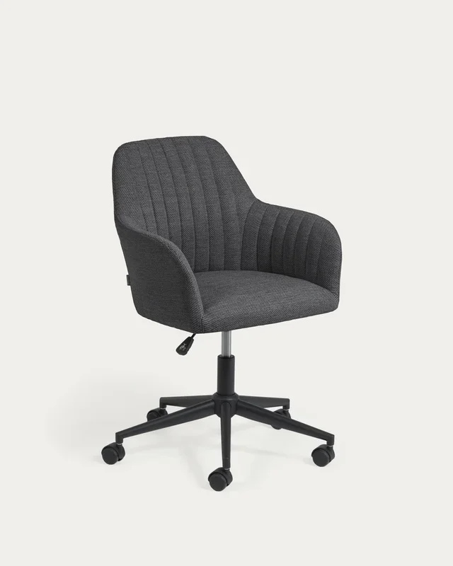 Silla de escritorio Madina gris oscuro y patas de acero negro mate