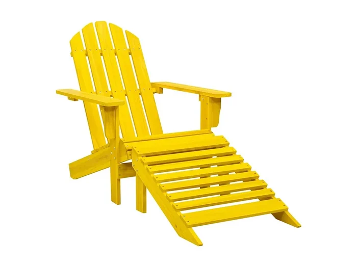 Silla de jardín Adirondack con otomana en madera de abeto amarillo