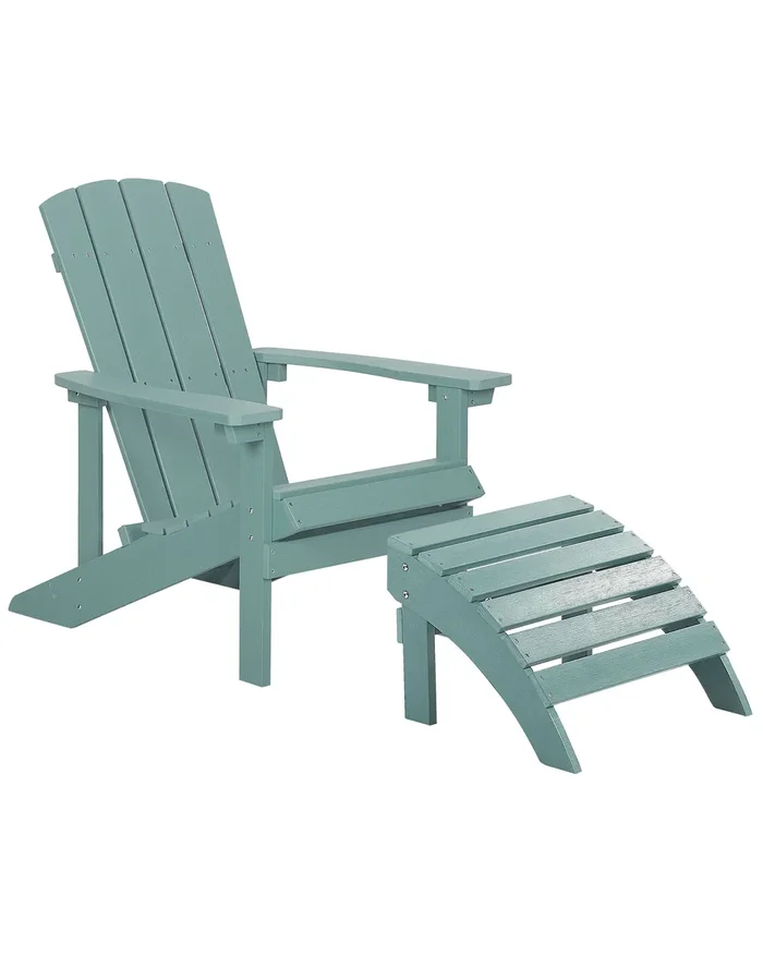 Silla de jardín ADIRONDACK con reposapiés Turquesa