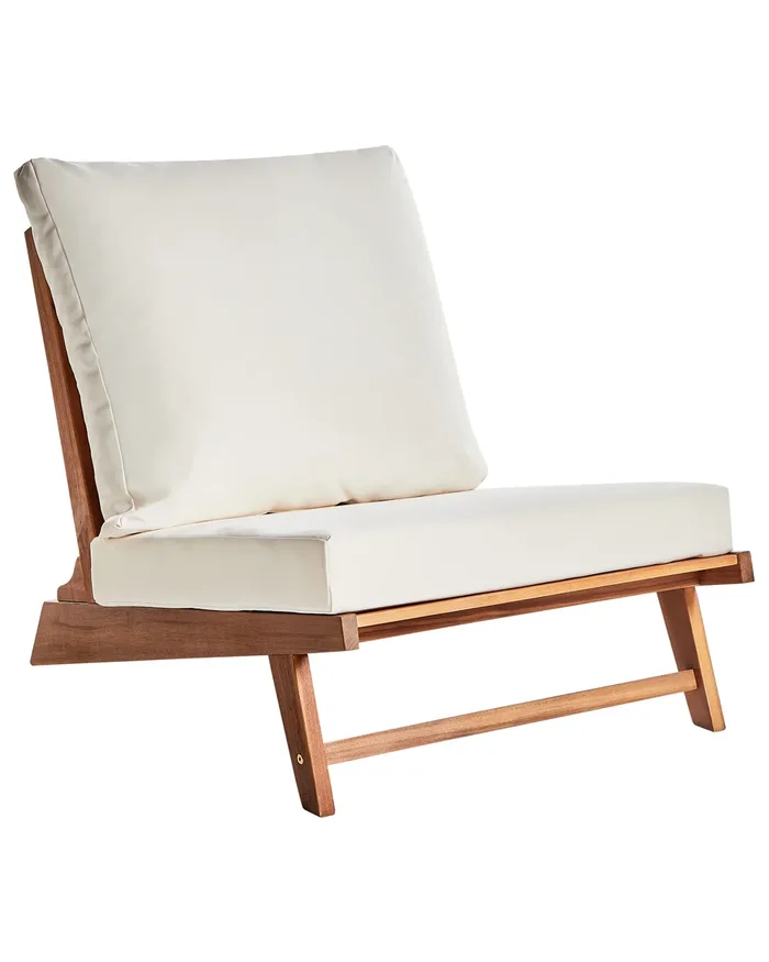Silla de jardín con cojín MICCIANO Madera de acacia Blanco crema