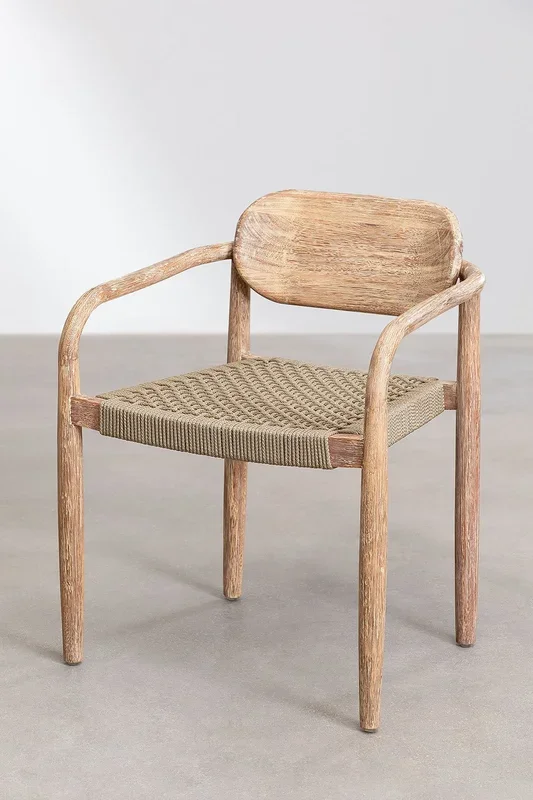 Silla de jardín con reposabrazos en madera Naele Marrón Trigo – SKLUM