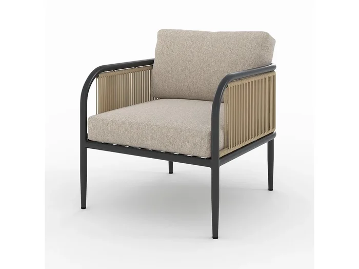 Silla de jardín de acero y tela beige – Wilo