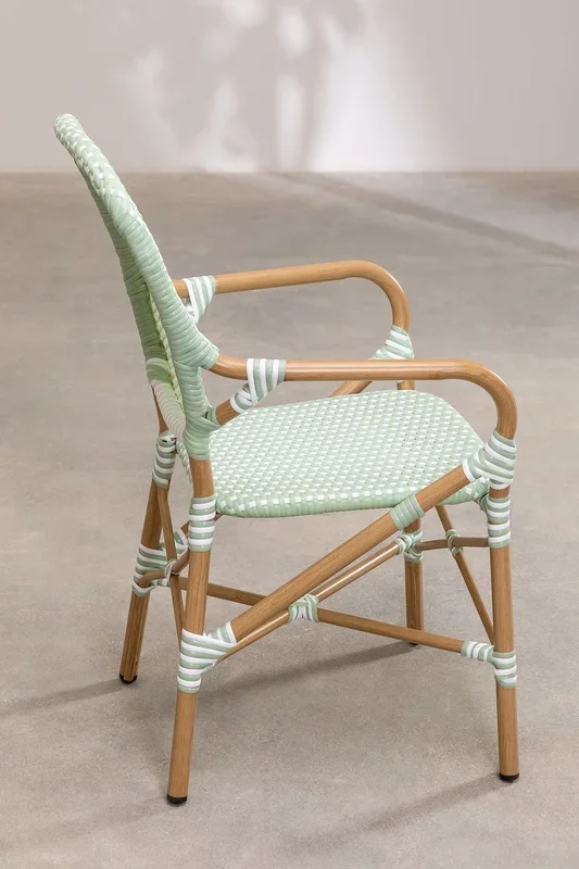 Silla de jardín en mimbre sintético Alisa Bistro Mousse Celadón – SKLUM