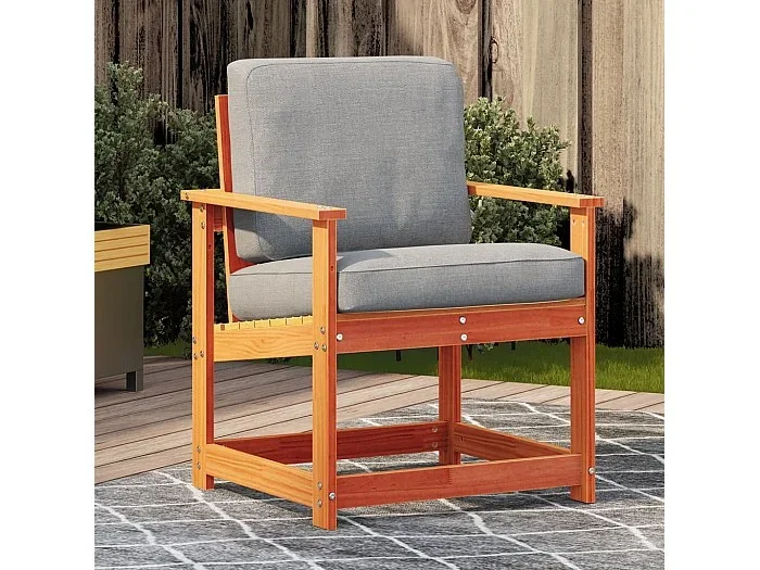 Silla de jardín madera maciza de pino marrón cera 62x56x77 cm ES591479